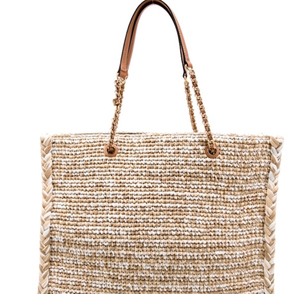 Large Tory Burch Ella Raffia Straw Tote Bag - Picture 10 of 13